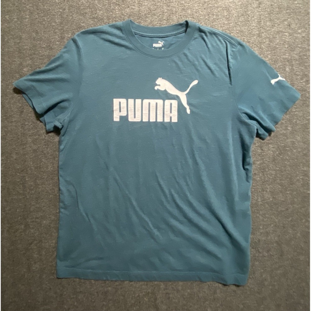 Puma Boys Forever Better Logo T-Shirt Green Teal Size L Youth Short Sleeve